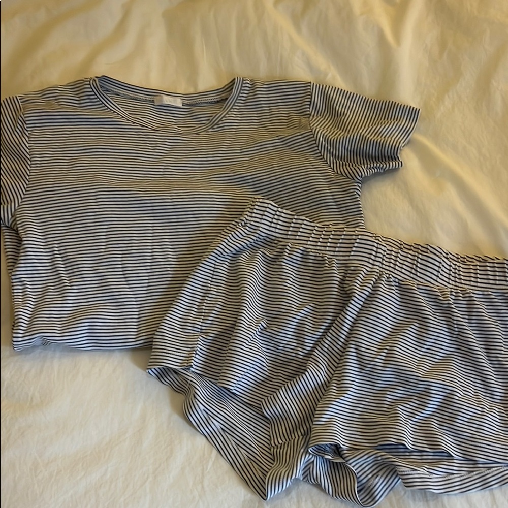 Striped Navy and White Pajama Set